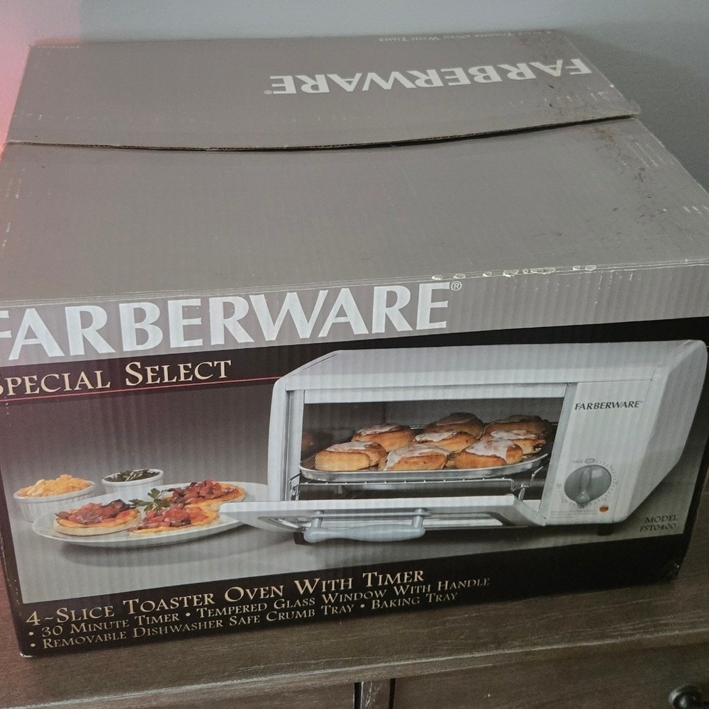 Farberware FSTO400 Special Select 4 Slice Toaster Oven Timer Open Box Vintage - Picture 2 of 9